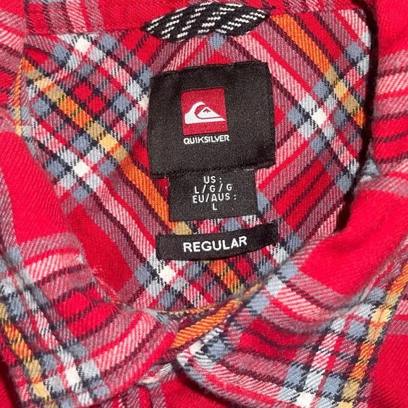 Quicksilver Mens Long Sleeve Button Up Plaid Red Size Larger Regular Fit Skater - Picture 3 of 4